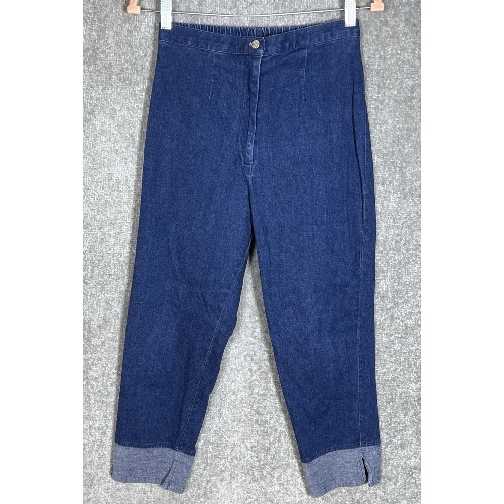 Style Studio High Rise Crop Jeans Womens Size Medium Blue Dark Wash Stretch